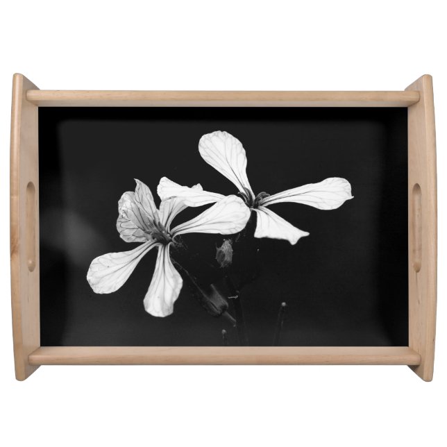 minimal black and white floral serving tray (Front)