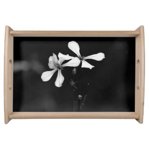 minimal black and white floral serving tray