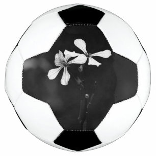 minimal black and white floral soccer ball