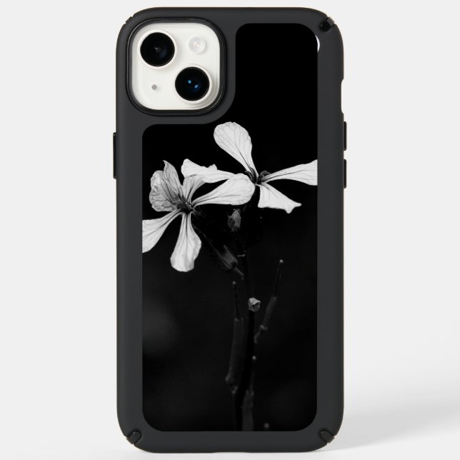 minimal black and white floral speck iPhone case (Front)