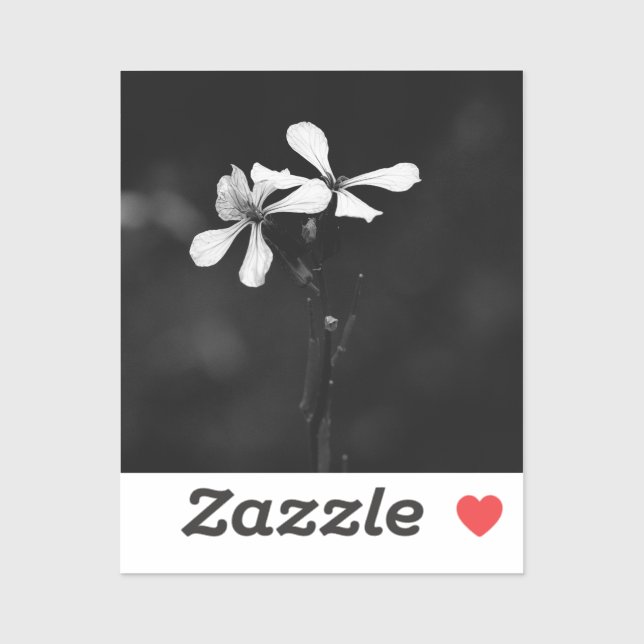 minimal black and white floral sticker (Sheet)