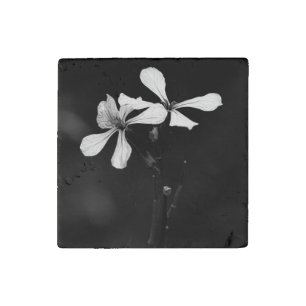 minimal black and white floral stone magnet