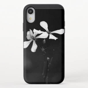 minimal black and white floral iPhone XR slider case