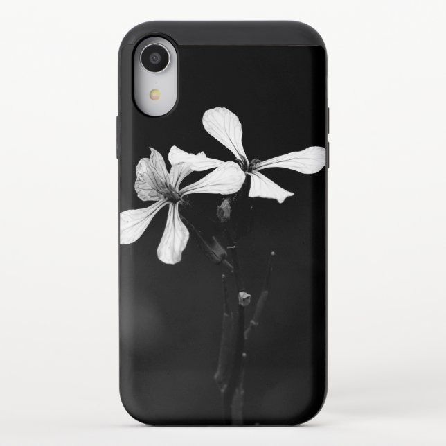 minimal black and white floral uncommon iPhone case (Back)