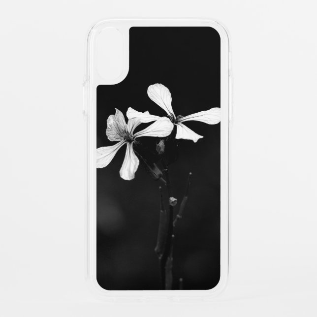 minimal black and white floral uncommon iPhone case (Back)