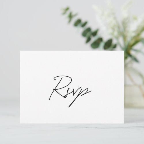 Minimal Black and White Formal Elegant Wedding RSVP Card