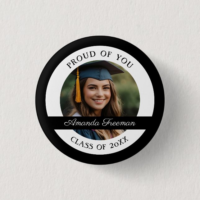 Minimal Black and White Graduate Photo Button (Front)