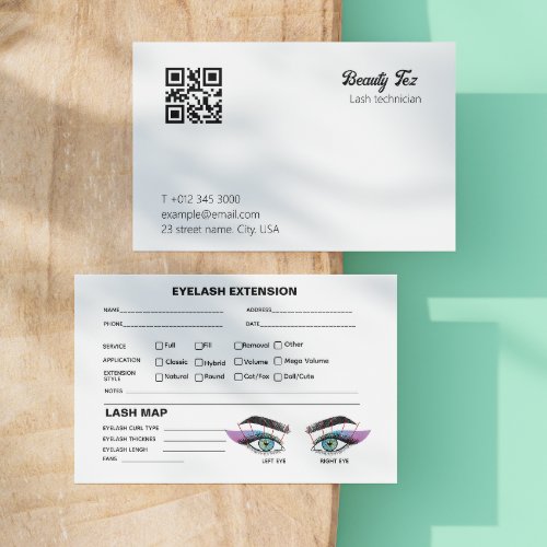Minimal Black And White Lash Client Extension Map Business Card