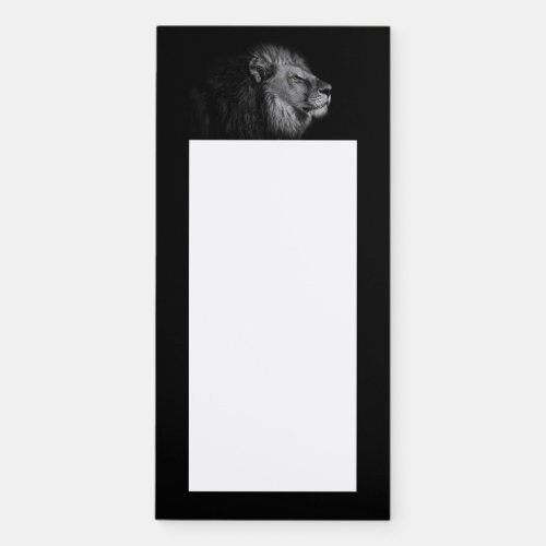 Minimal Black and White Lion Photograph Unlined Magnetic Notepad