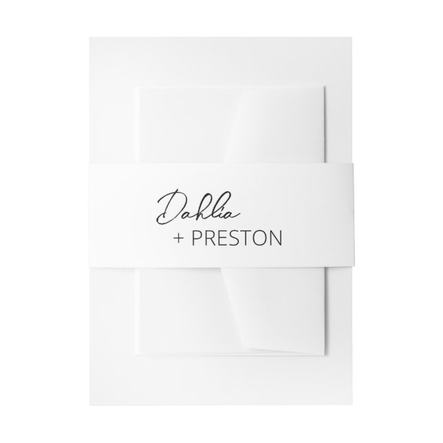 Minimal Black and White Modern Wedding Invitation Belly Band (Front Example)