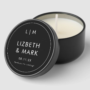 Minimal Black and White Monogram Couple Wedding Mini Candle Favors
