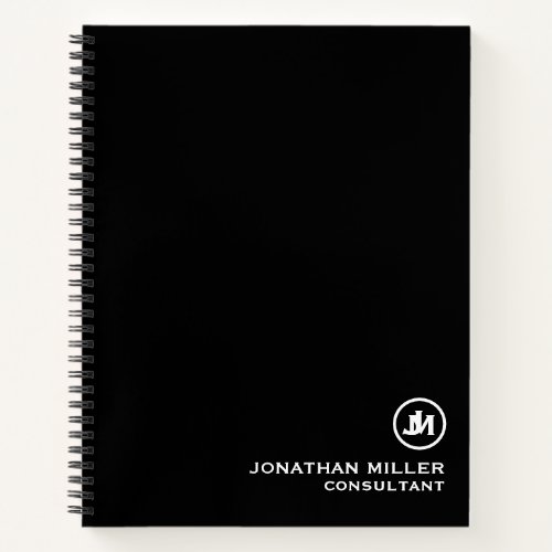 Minimal Black and White Monogram Notebook