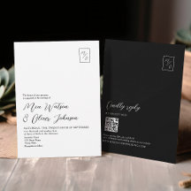 Minimal Black and White Monogram Wedding QR Code