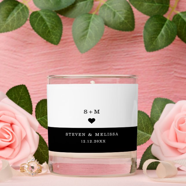  Minimal Black And White Monogram Wedding Scented Candle (Wedding)