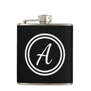 Minimal Black and White Monogrammed Flask
