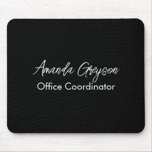 Minimal Black and White Monogrammed Name & Job Mouse Pad