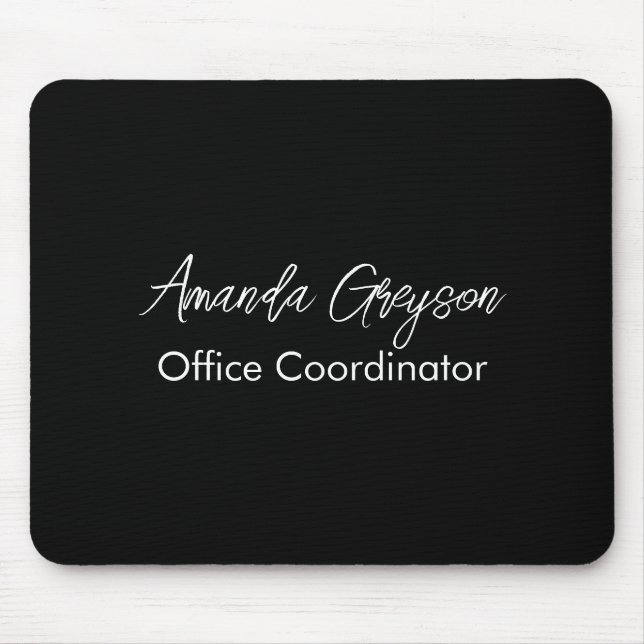 Minimal Black and White Monogrammed Name & Job Mouse Pad (Front)