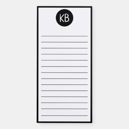 Minimal Black and White Personalize Name Fridge Magnetic Notepad