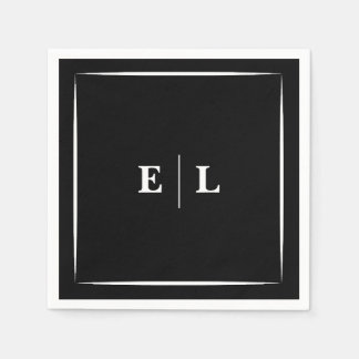 Minimal Black and White Personalized Wedding Guest Napkins