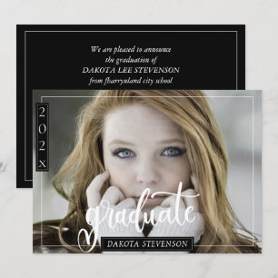 Minimal Black and White Photo Graduation Party Invitation