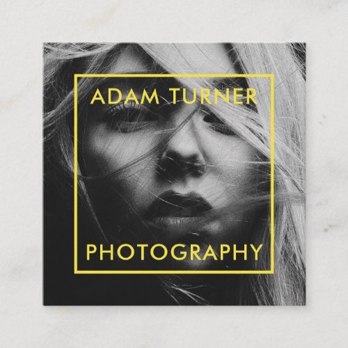 Minimal black and white photo modern photography square business card