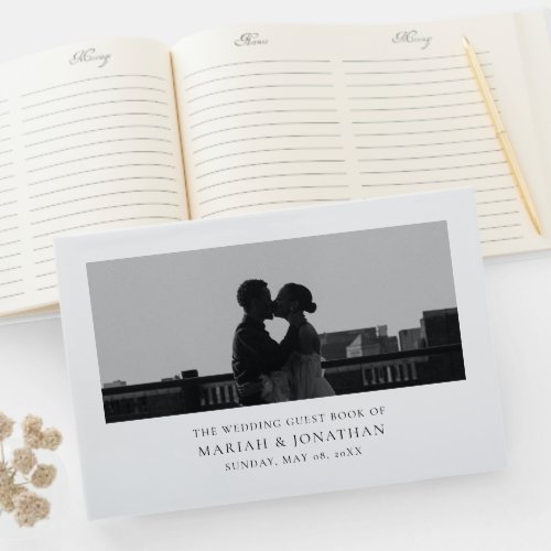 Minimal Black and White Photo Wedding Guest Book