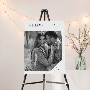 Minimal Black and White Photo Wedding Welcome Sign