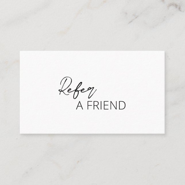 Minimal Black and White QR Code Modern Referral Card (Front)