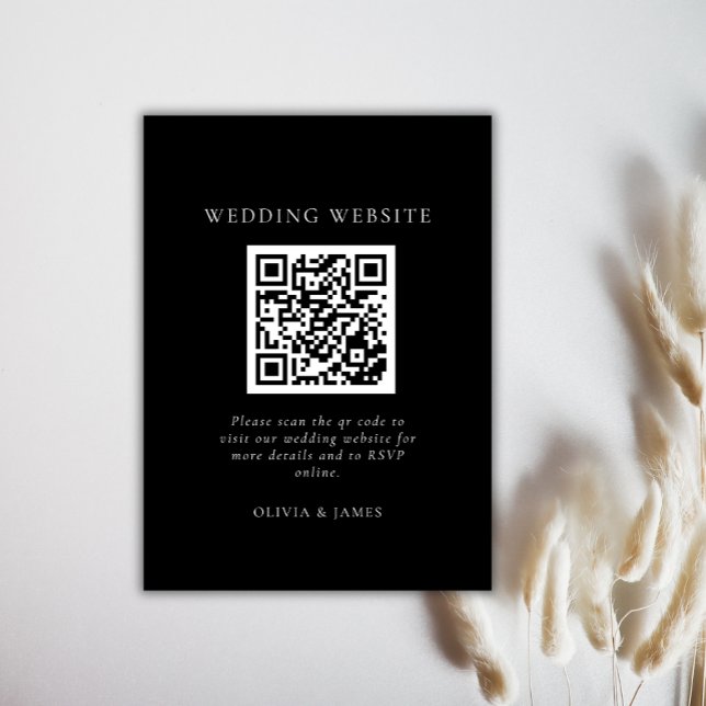 Minimal Black and White QR Code Wedding Chic Enclosure Card (Minimal Black and White QR Code Wedding Chic Enclosure Card)