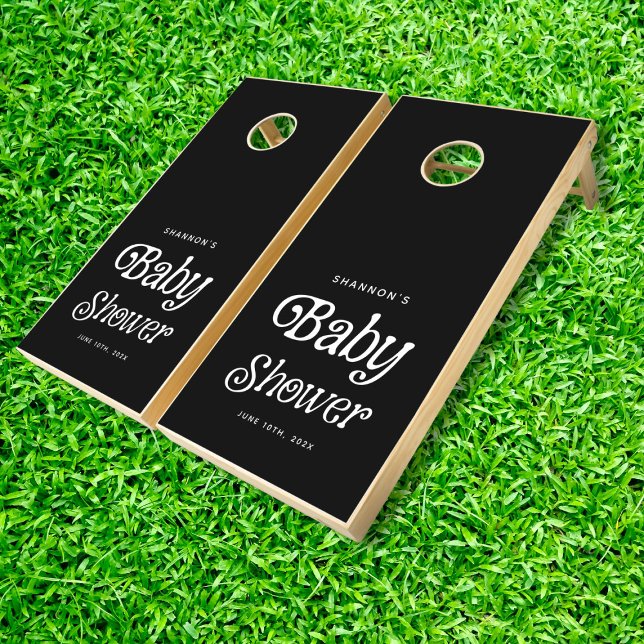 Minimal Black and White Retro Baby Shower Cornhole Set (Creator Uploaded)