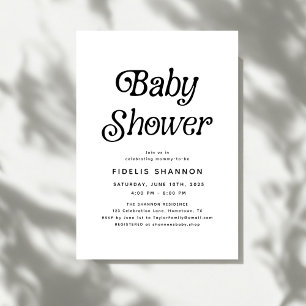 Minimal Black and White Retro Baby Shower Invitation