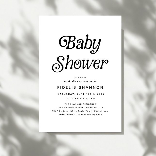 Minimal Black and White Retro Baby Shower Invitation (Creator Uploaded)
