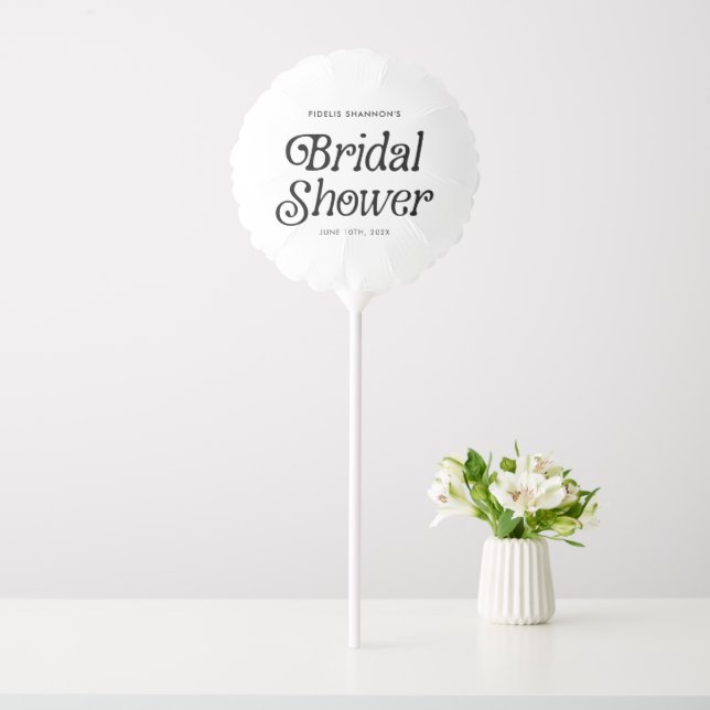 Minimal Black and White Retro Bridal Shower Balloon (In SItu)