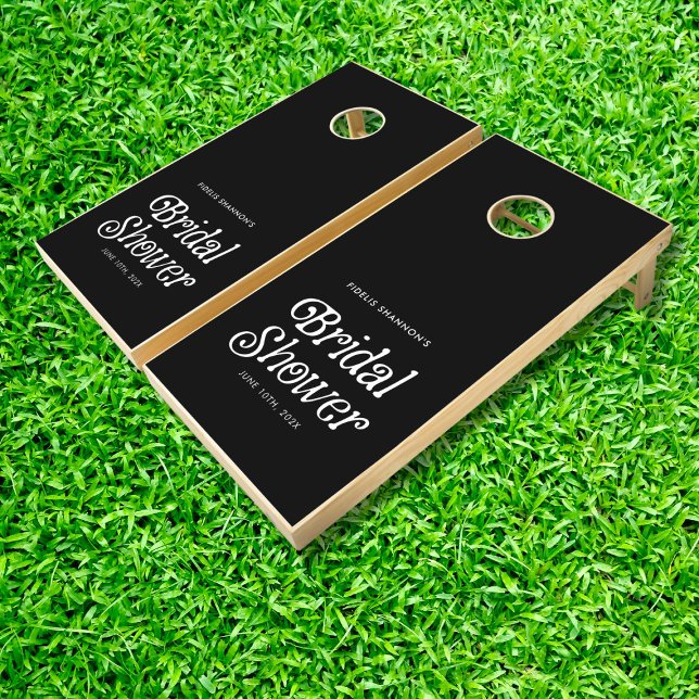 Minimal  Black and White Retro Bridal Shower Cornhole Set (Creator Uploaded)