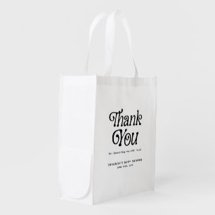 Minimal Black and White Retro Bridal Shower Grocery Bag
