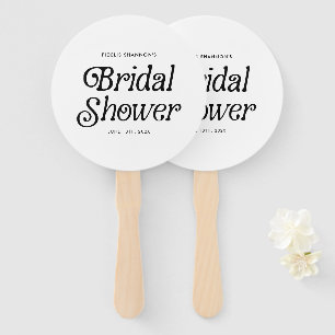 Minimal Black and White Retro Bridal Shower Hand Fan