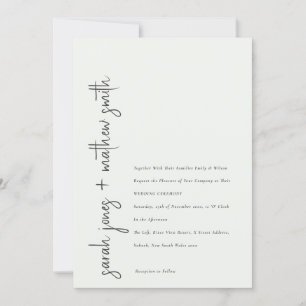 Minimal Black And White Script Typography Wedding Invitation