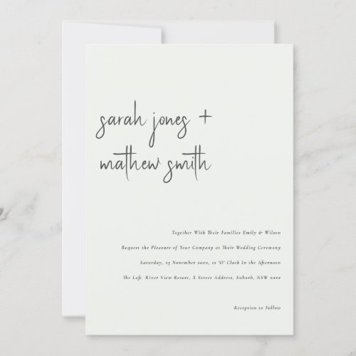 Minimal Black And White Script Typography Wedding Invitation