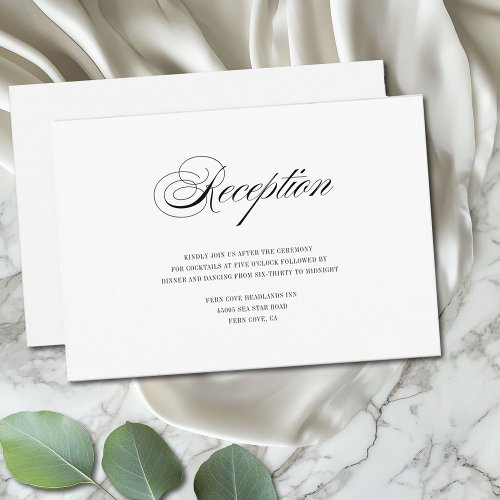 Minimal Black and White Script Wedding Reception Enclosure Card