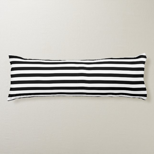 Minimal Black and White Striped Body Pillow (Front)