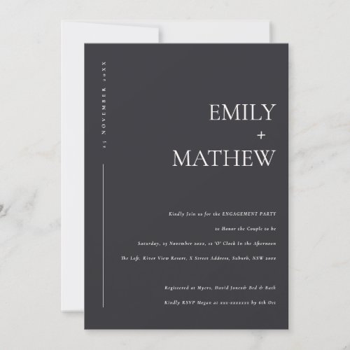 MINIMAL BLACK AND WHITE TYPOGRAPHY ENGAGEMENT INVITATION