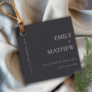 MINIMAL BLACK AND WHITE TYPOGRAPHY WEDDING FAVOR TAGS