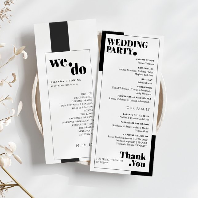 Minimal Black and White Wedding Programs (Creator Uploaded)