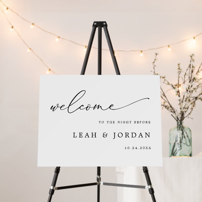 Minimal Black And White Wedding Rehearsal Dinner Foam Board (In Situ (Stand))