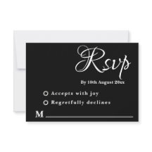 Minimal black and white Wedding Response Card