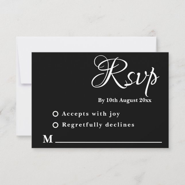 Minimal black and white Wedding Response Card (Front)