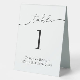 Minimal Black and White Wedding Table Number Tent