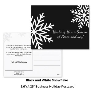 Minimal Black and White Winter Snowflake Business Holiday Postcard
