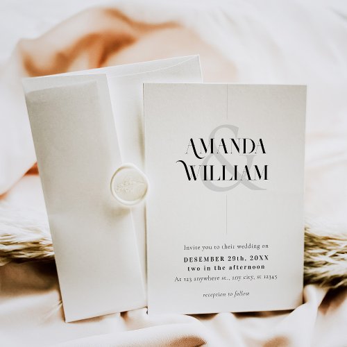 Minimal Black and White with QR code Wedding Invitation