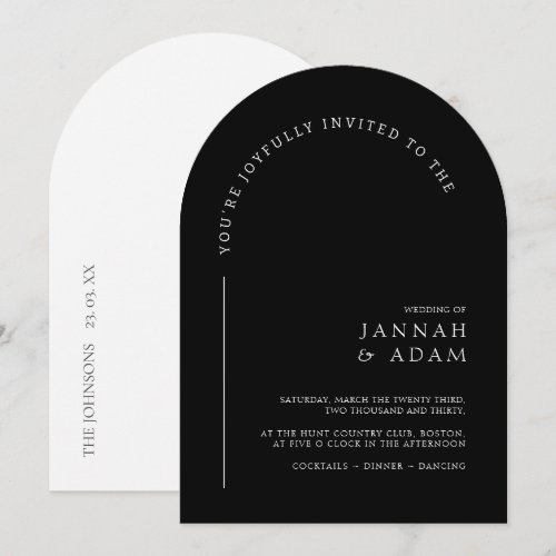 Minimal Black Arch Formal Wedding Invitation